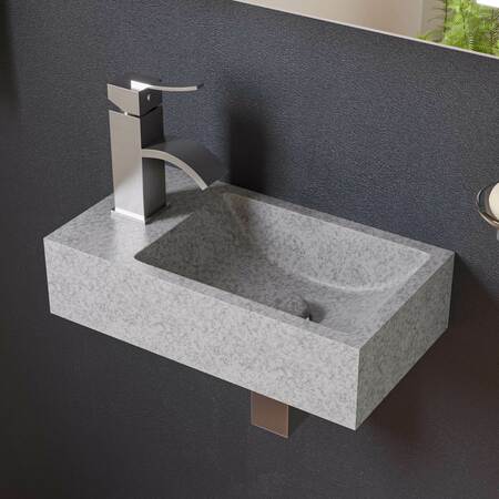 ALFI BRAND 16" Small Rectangular Solid Concrete Gray Matte Wall Mounted Bathroom Sink ABCO108